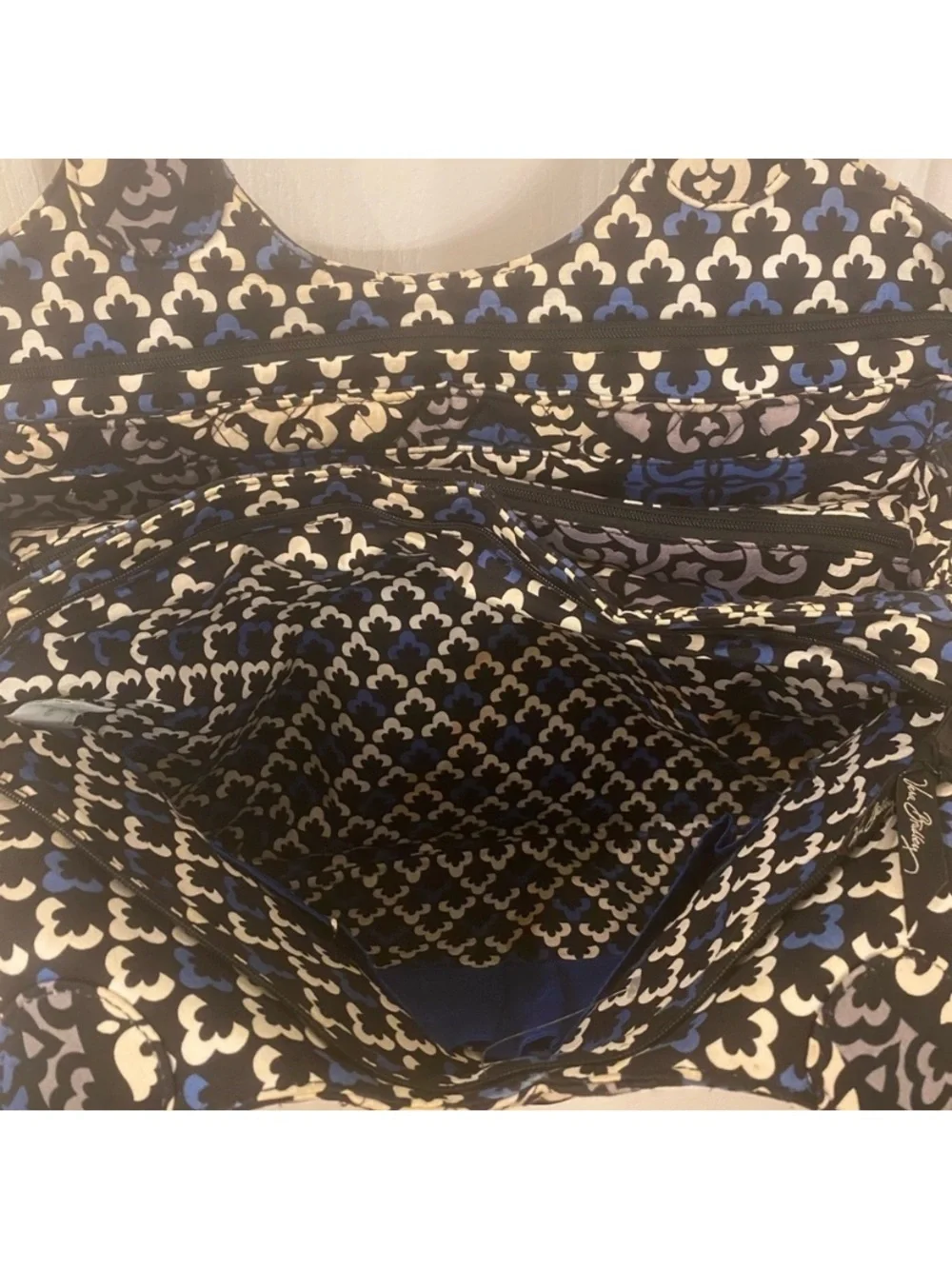 Vera Bradley Vintage Blue Medallion Quilted Large Tote Purse
